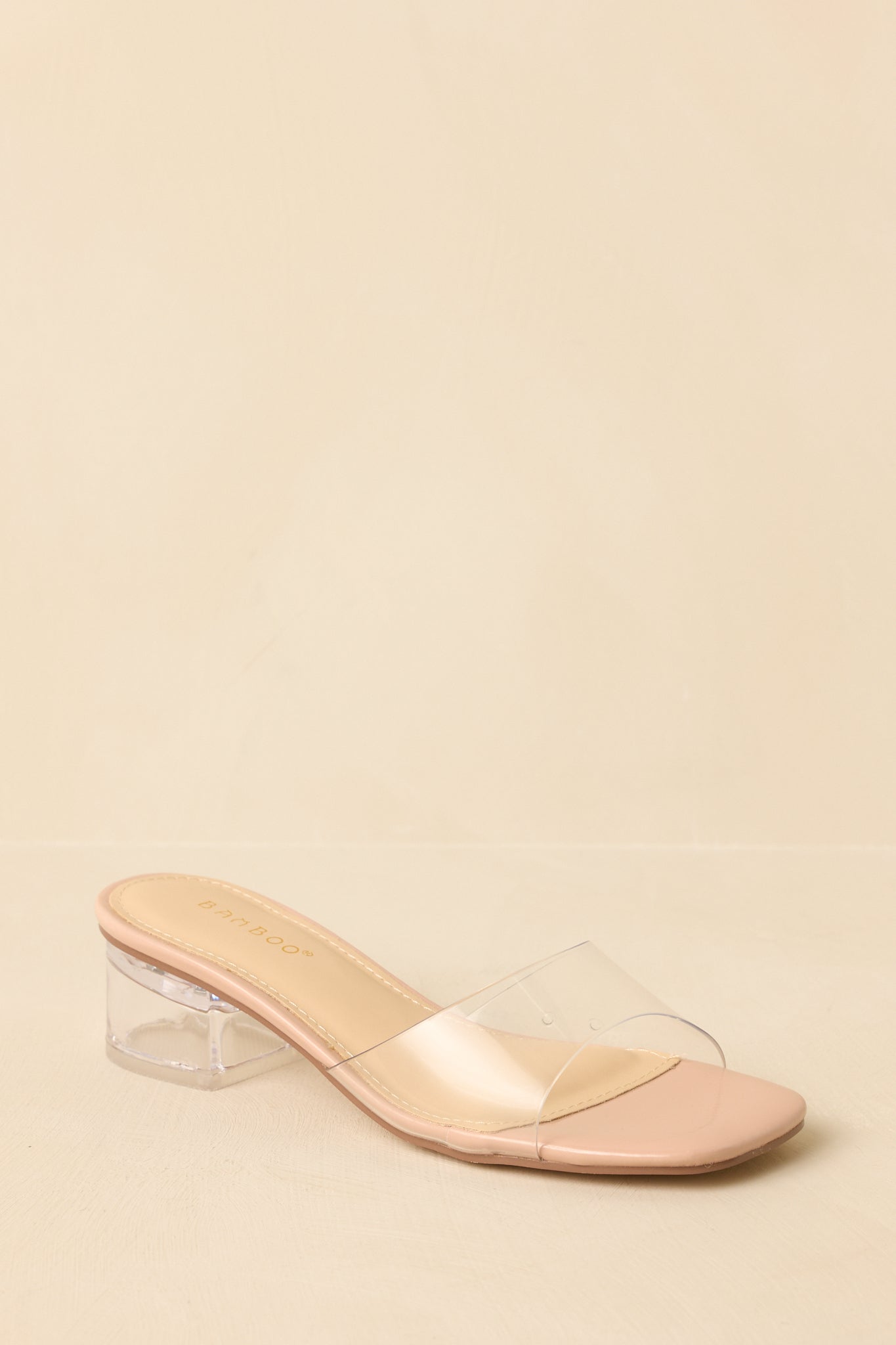 Where I Stand Beige Clear Low Block Heels