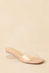 Where I Stand Beige Clear Low Block Heels