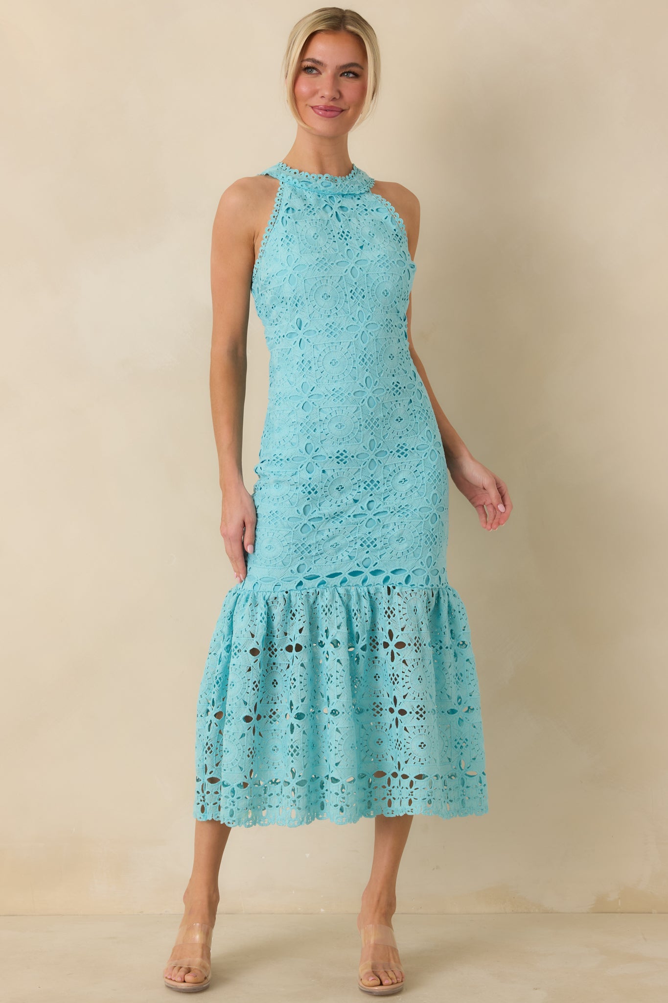 It's A New Day Horizon Blue Floral Embroidered Maxi Dress