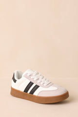 Chasing Chill White Faux Leather and Suede Lace-Up Sneakers