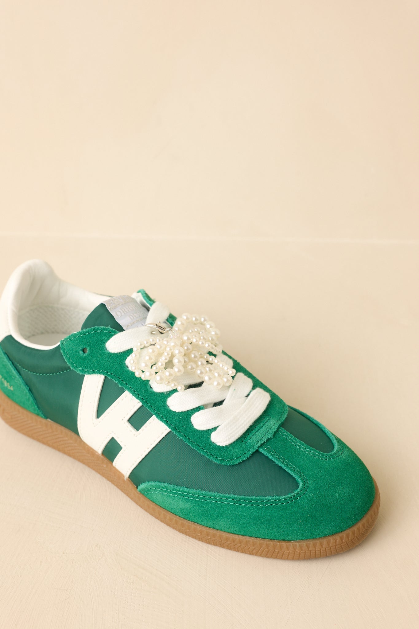 Vintage Havana Nadia Green Suede Lace-Up Sneakers
