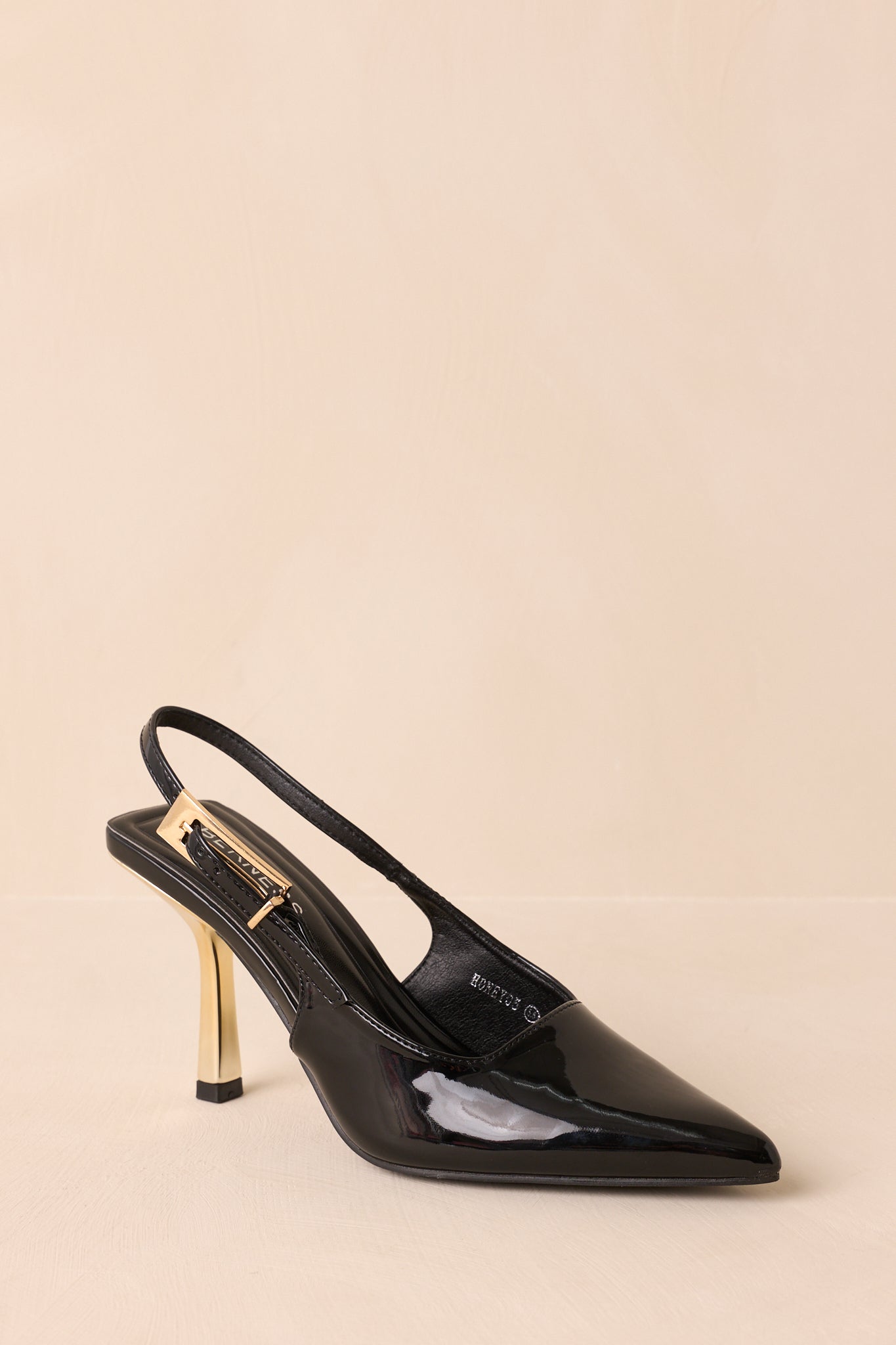 Stood My Ground Black Patent Pointed Toe Slingback Heels