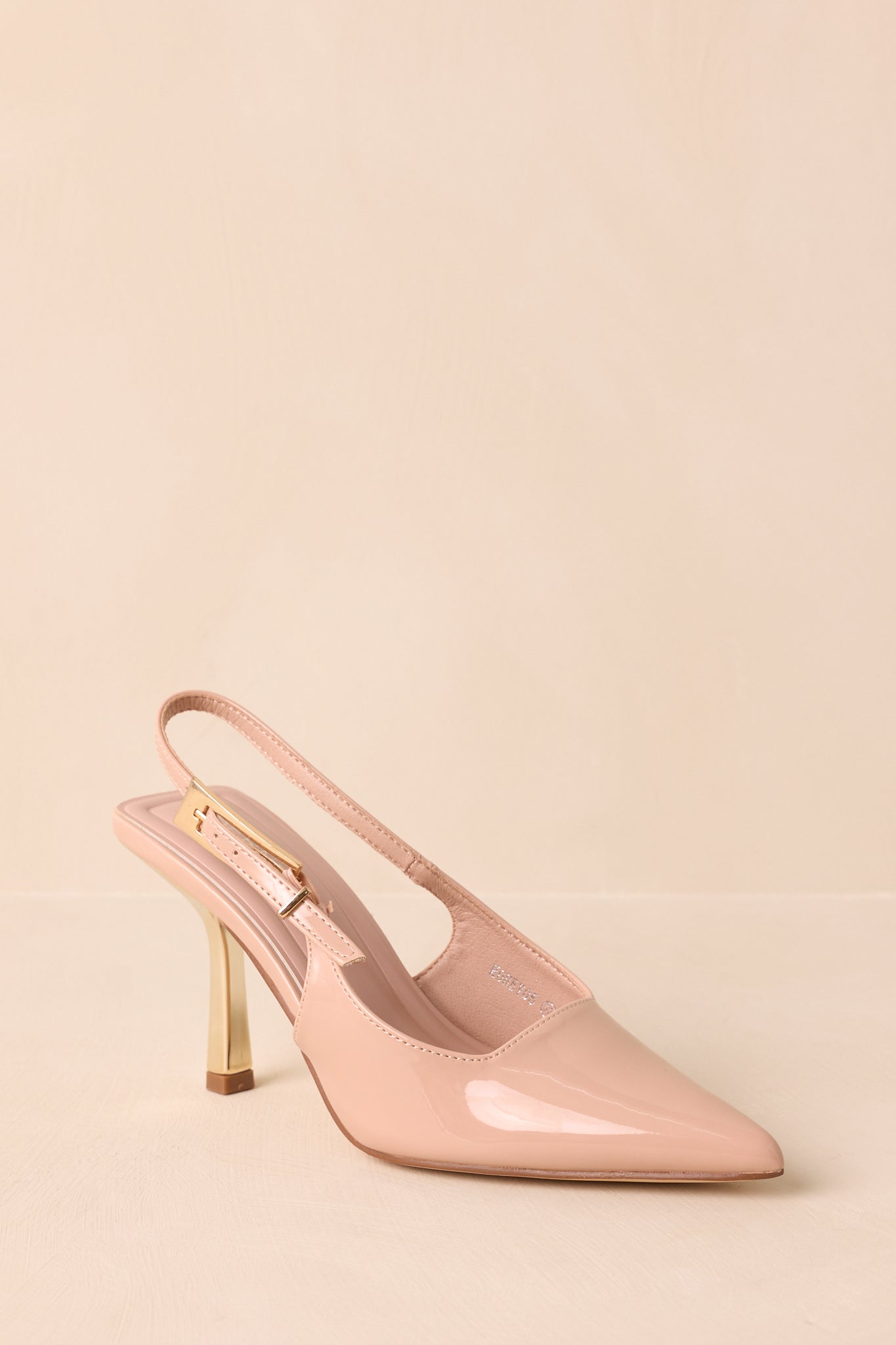 Stood My Ground Beige Patent Pointed Toe Slingback Heels