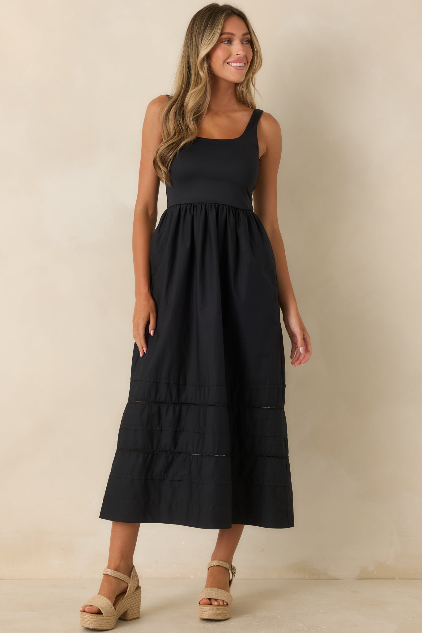Z Supply Johanna Black Sleeveless Midi Dress