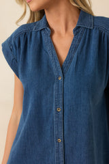 Z Supply Shellbound Twilight Blue Cotton Twill Mini Dress