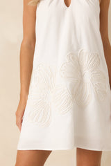 MINKPINK Gaia White Cotton Blend Embroidered Halter Mini Dress