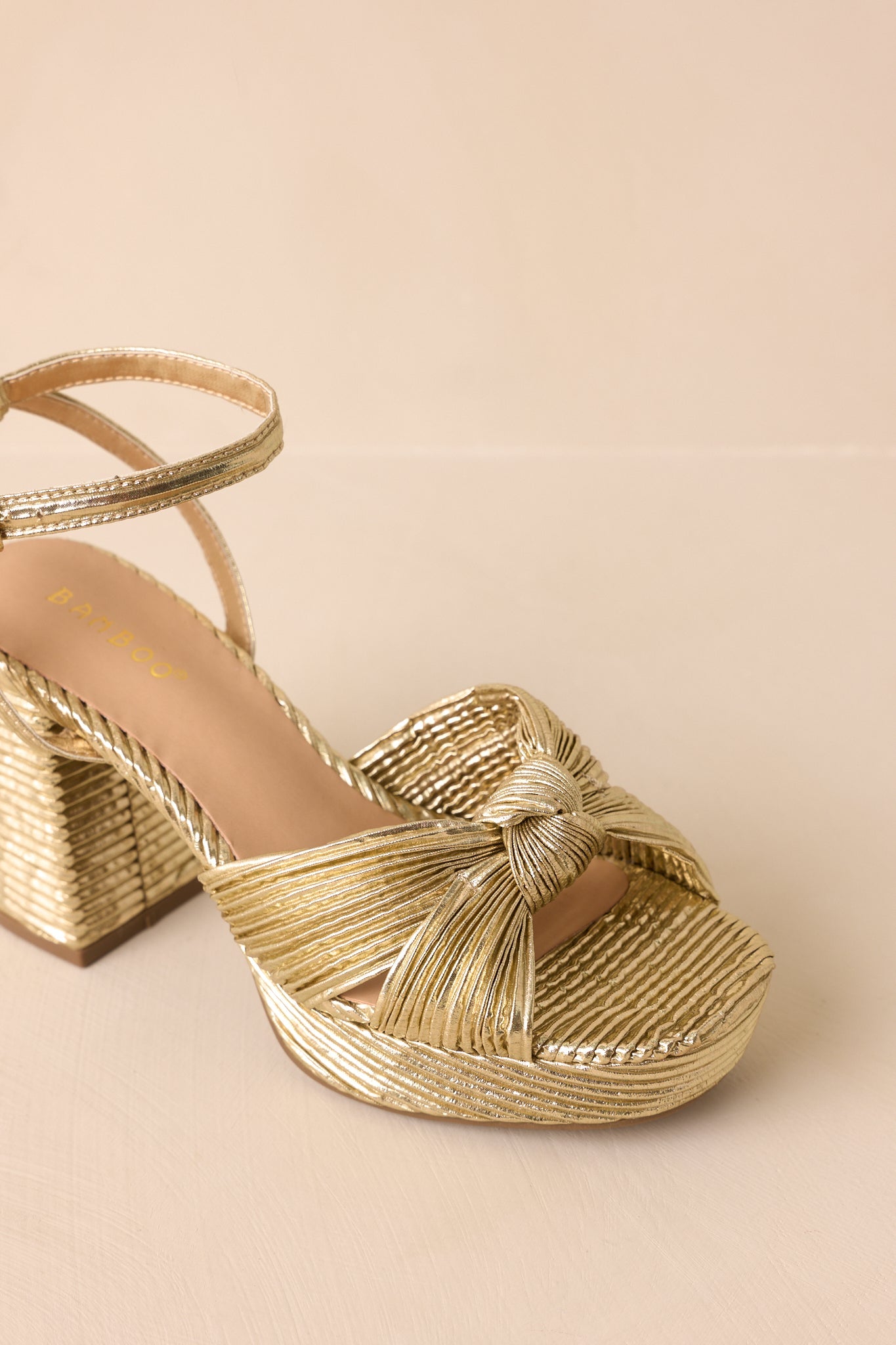 Go For It Gold Metallic Block Heels
