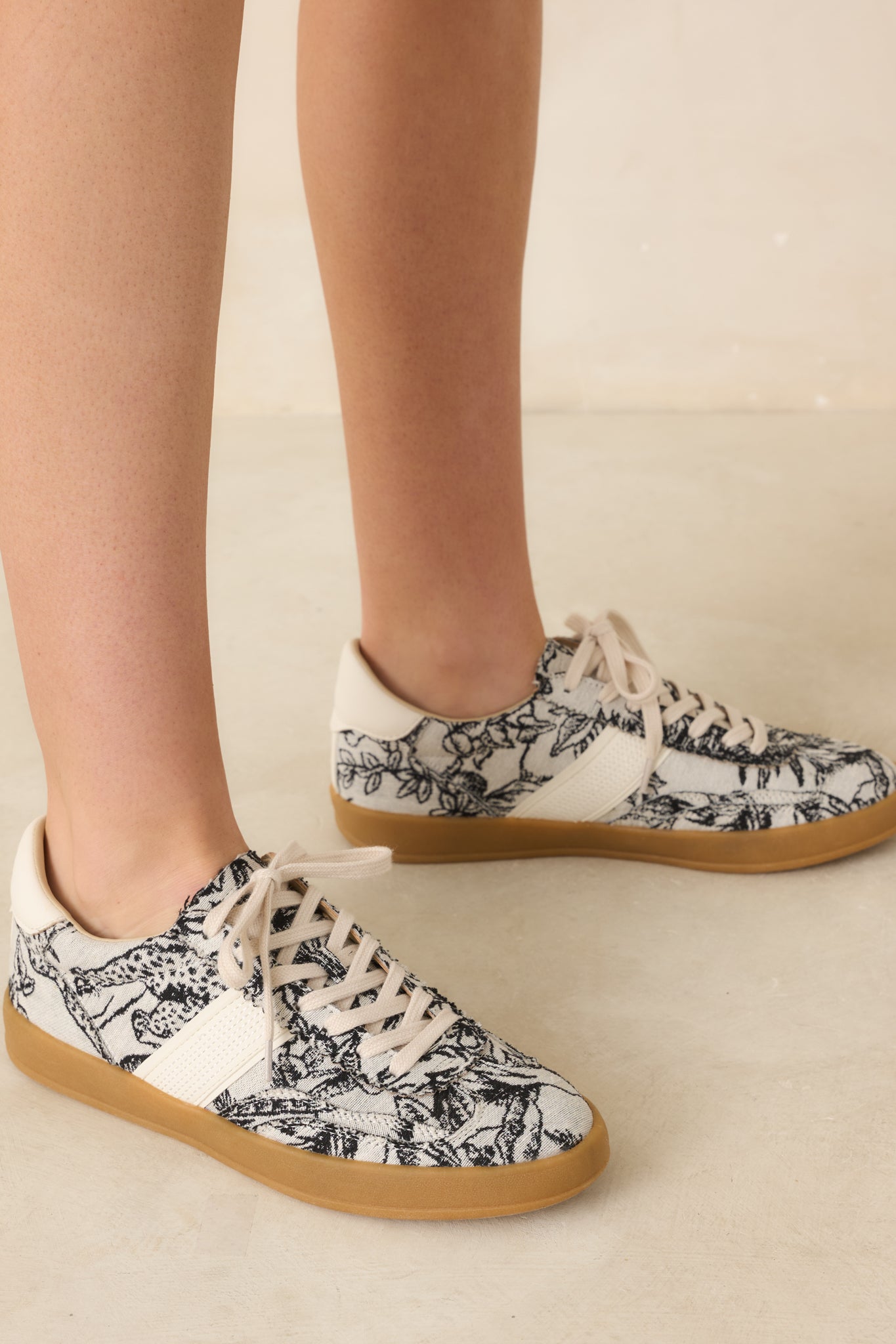 No Rush At All Ivory Floral Print Sneakers