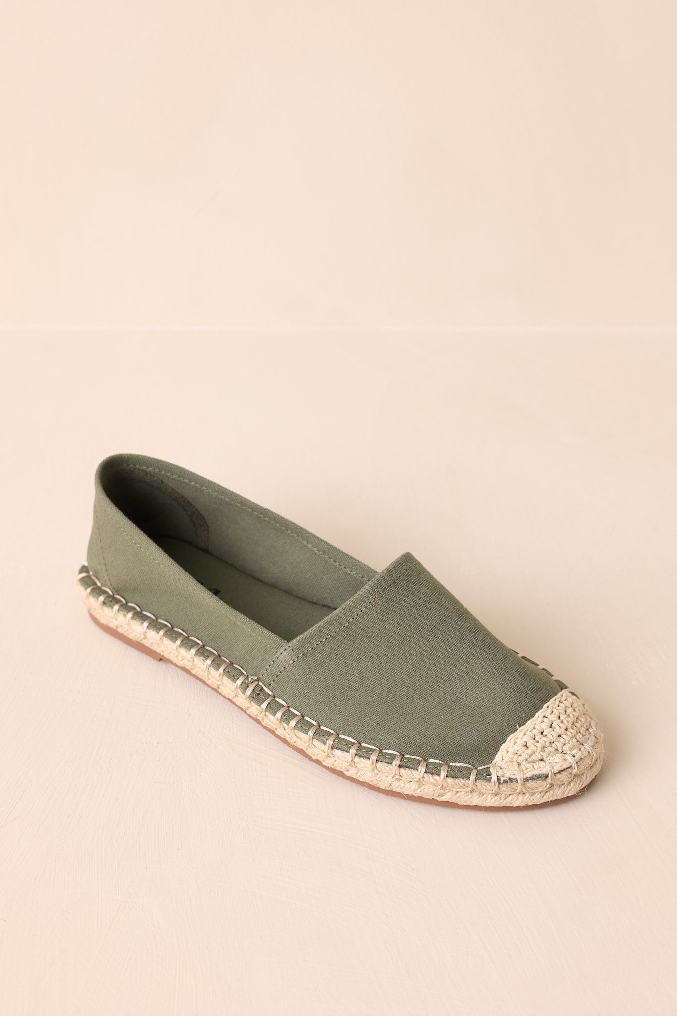 Not Just Pretty Green Canvas Close-Toed Espadrille Flats