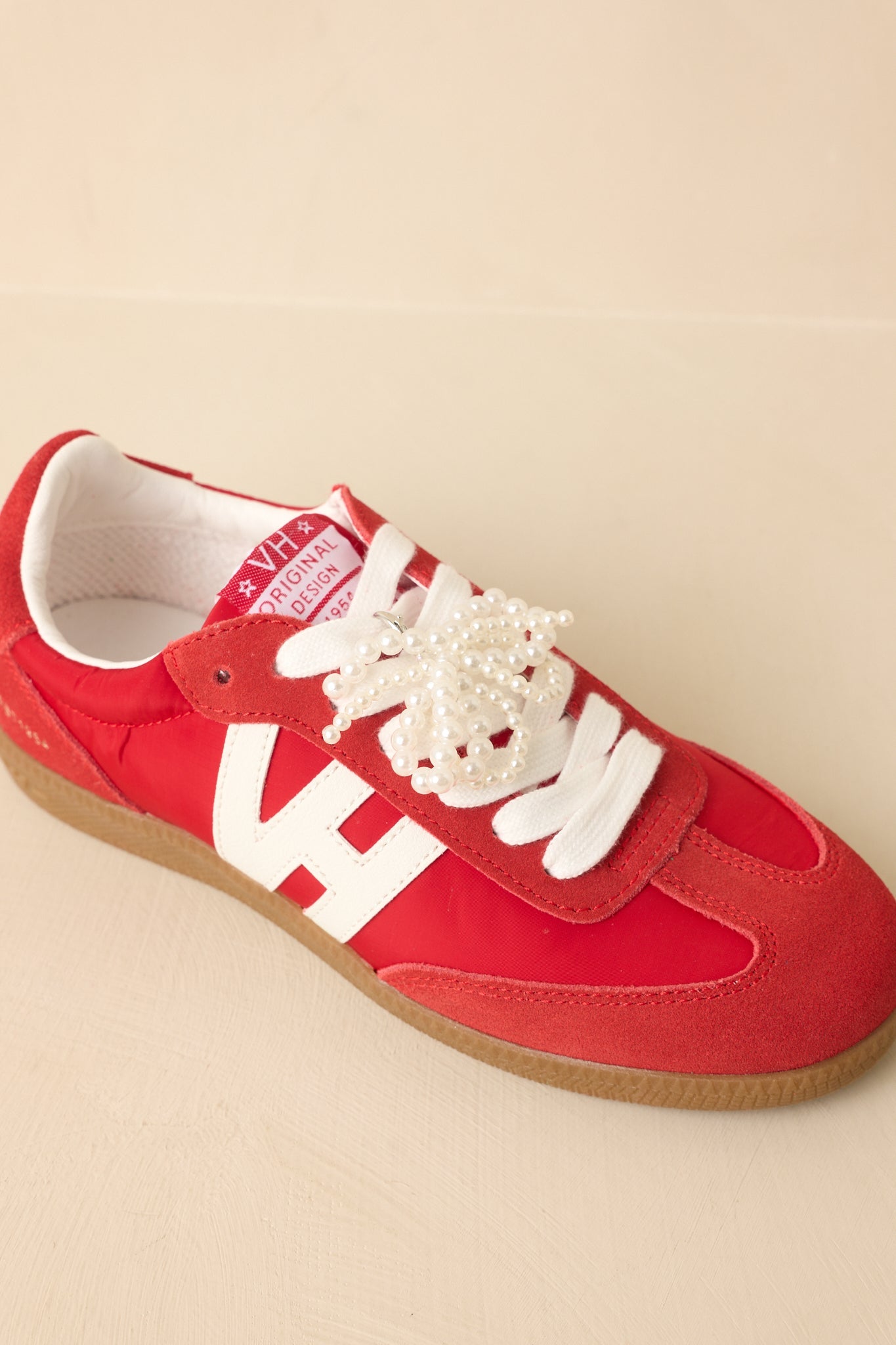 Vintage Havana Nadia Red Suede Lace-Up Sneakers