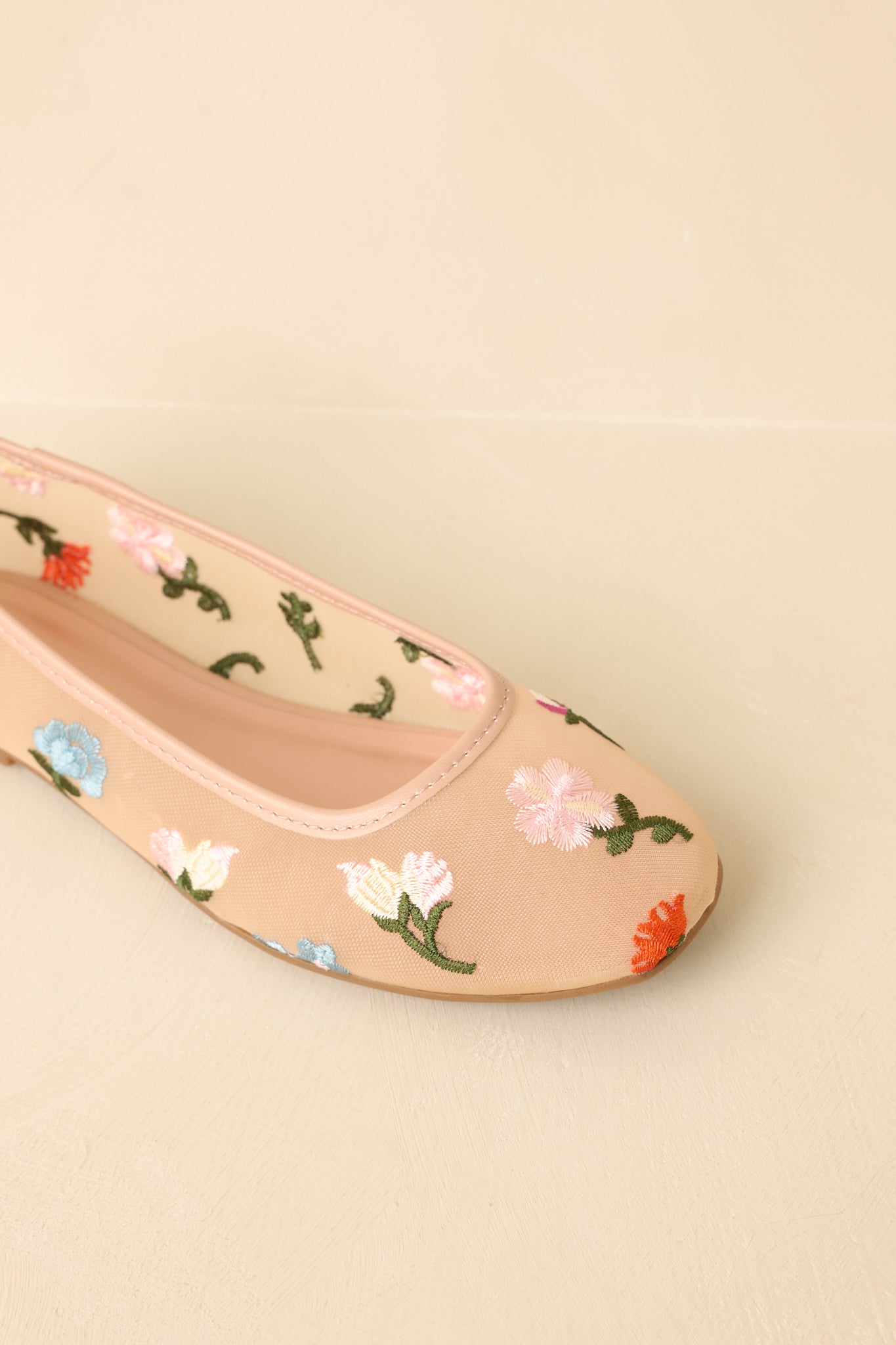 Petal Soft Nude Multi Floral Mesh Ballet Flats