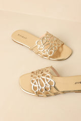 Slip Into Something Pretty Gold Cutout Slide Sandals