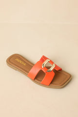 Time After Time Orange Faux Leather Sandals