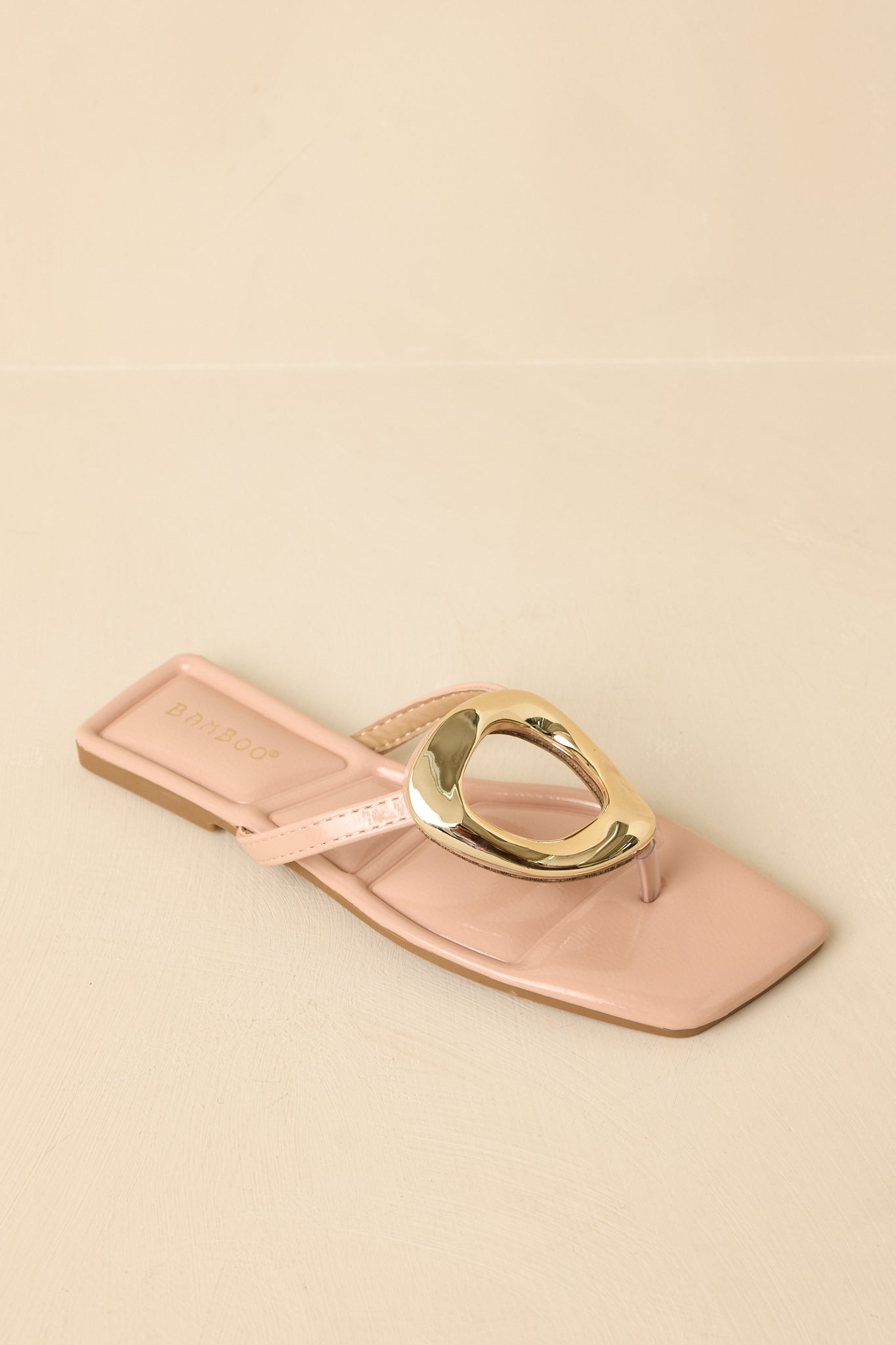 Riviera Glow Nude Patent Gold Accent Sandals