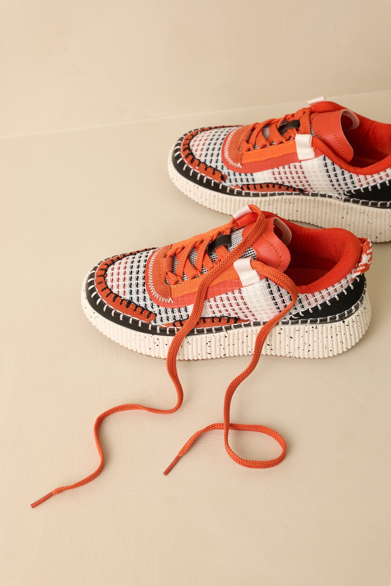 Dig In Your Heels Orange Multi Platform Sneakers