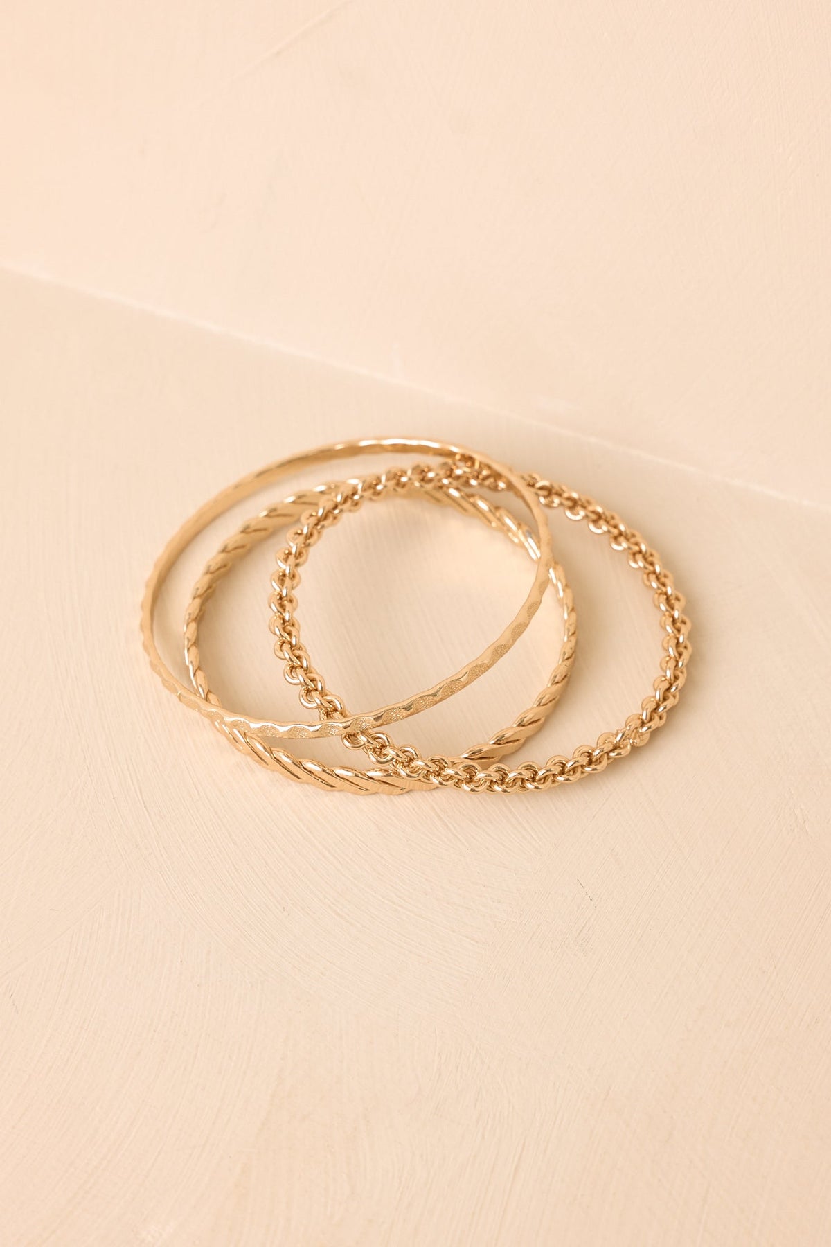 Back on the Chain Gang Gold Textured Bangle Set