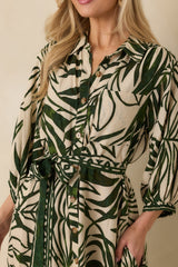 Stick To The Plan Green Tropical Print Linen Blend Maxi Dress