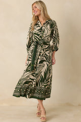Stick To The Plan Green Tropical Print Linen Blend Maxi Dress