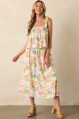 Gone To The Coast Ivory Multi Tropical Print Linen Crop Top