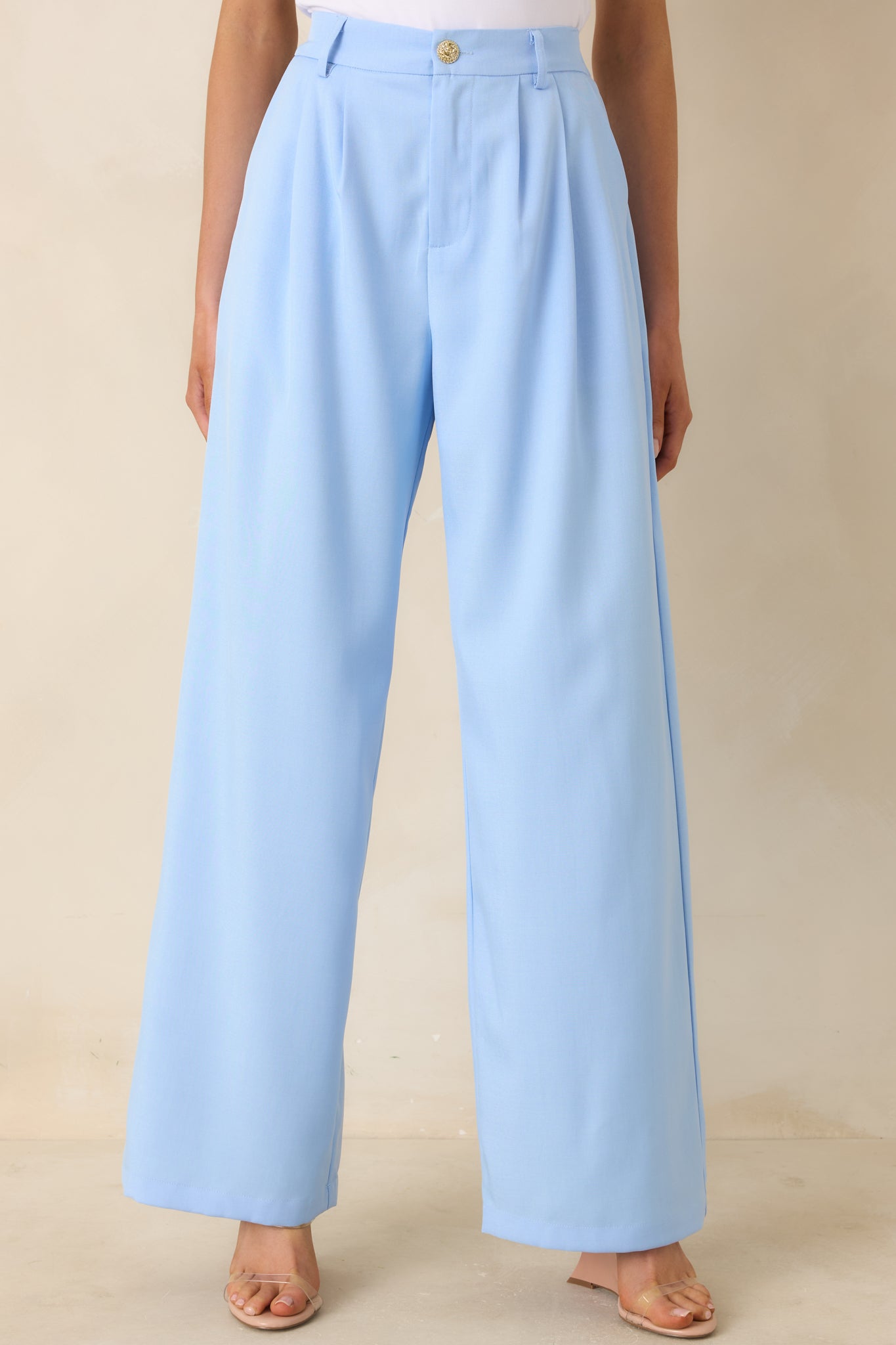 Details Make It Light Blue Tailored Wide Leg Trousers