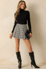 Check Your Style Black & White Tweed Button Skort