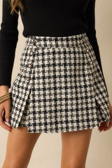 Check Your Style Black & White Tweed Button Skort