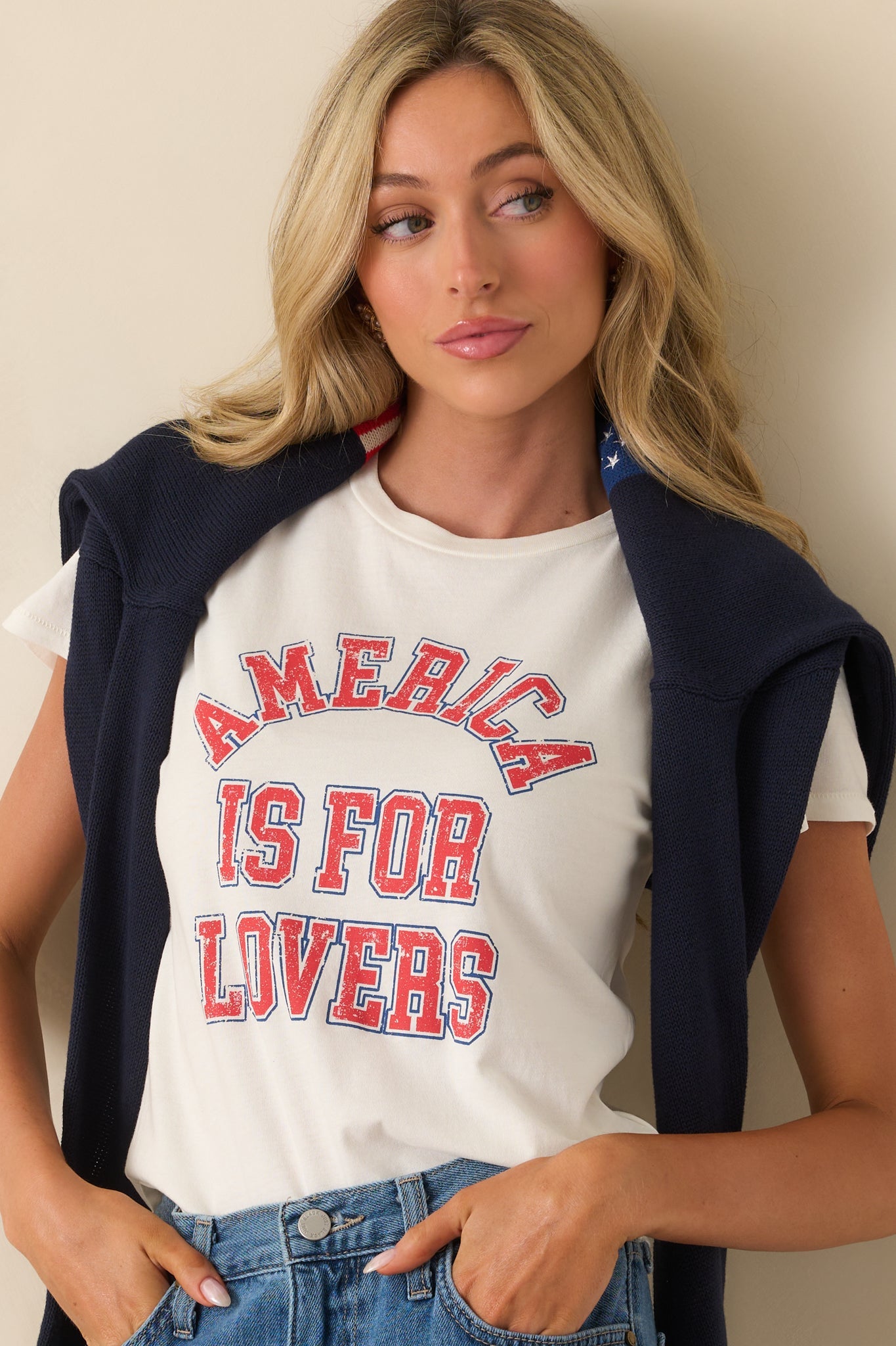 Z Supply Ivory Cotton Lovers Tourist Tee