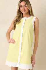 Just Had To Yellow Cotton Contrast Trim Sleeveless Mini Dress
