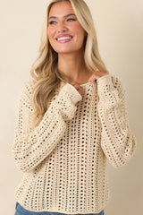 Z Supply Beige Upland Crochet Sweater Top