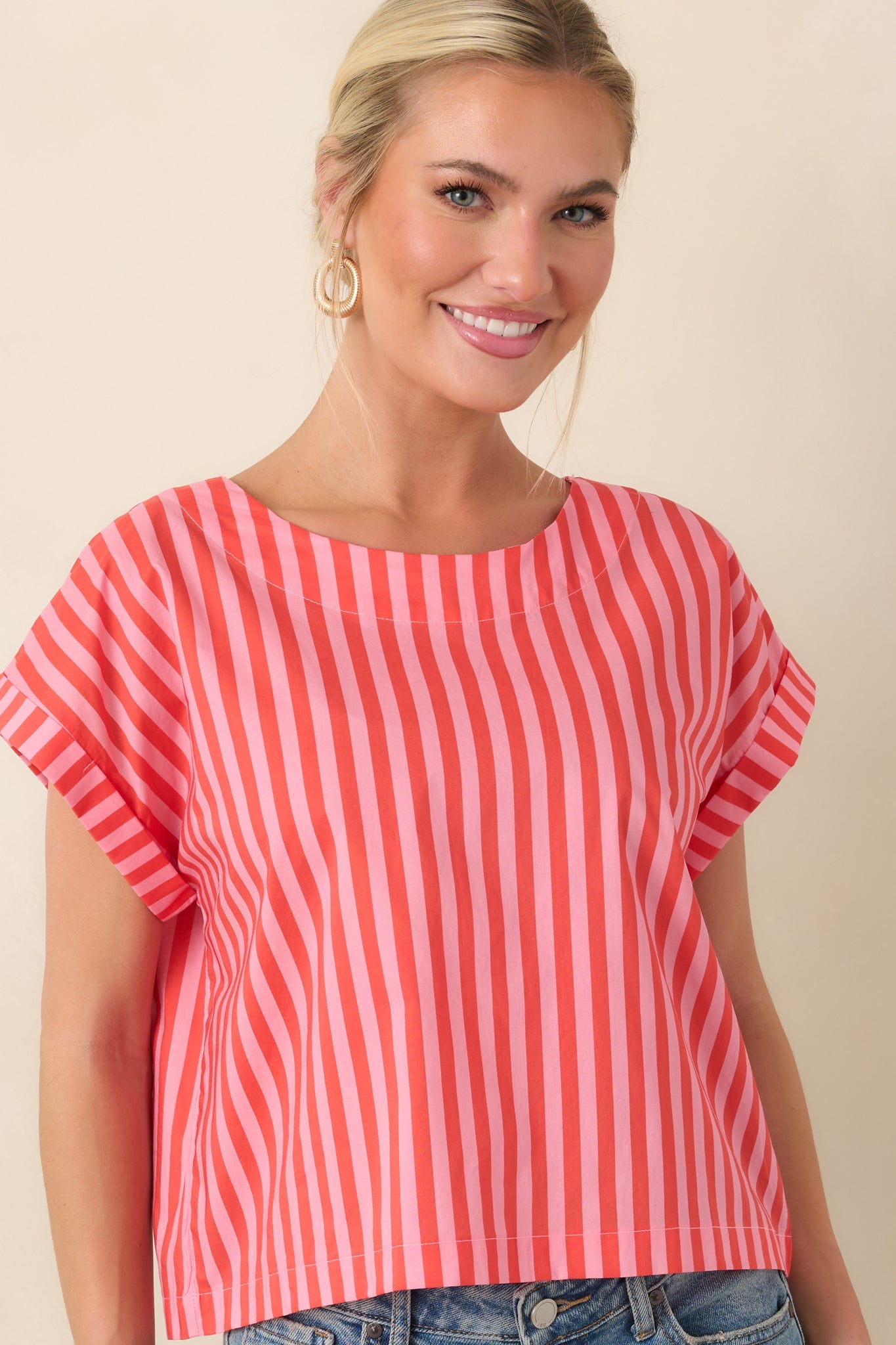 Making Moves Orange & Pink Stripe Boxy Cotton Top