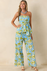 Flower Power Move Blue Floral Cotton Wide Leg Pants