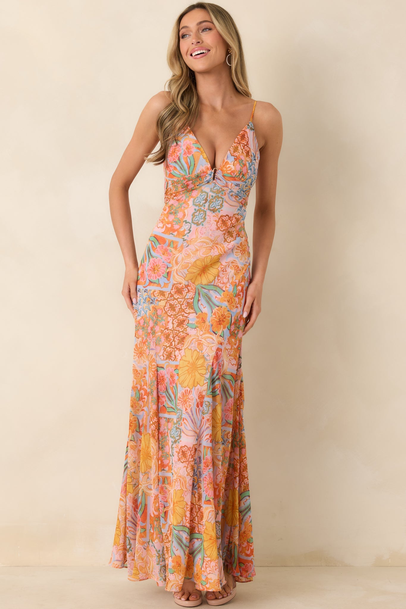 Sunshine of My Love Pink Multi Floral Print Chiffon Maxi Dress
