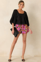 FRNCH Diona Vitoria Fuchsia Multi Floral Drawstring Shorts