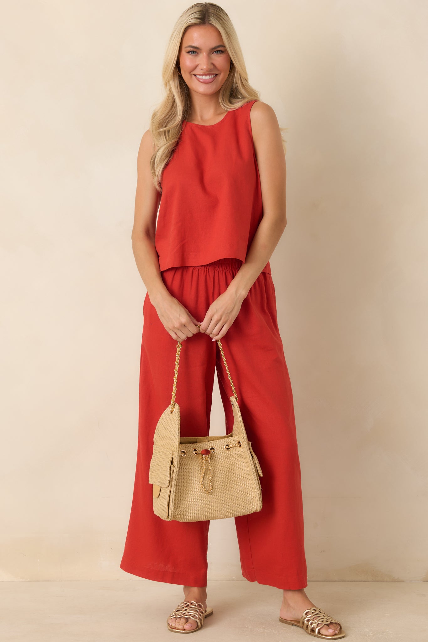 Z Supply Sloane Chili Pepper Red Linen Tank