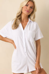 Z Supply White Cotton Azur Loop Terry Romper