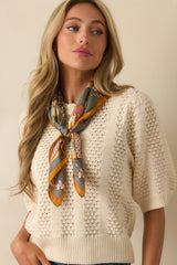 I Took My Chance Ivory Knit Short Sleeve Sweater