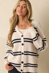 Z Supply Ivory Cotton Boyfriend Striped Cardigan