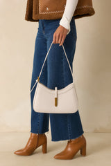 Worth The Risk Ivory Croc Embossed Faux Leather Handbag
