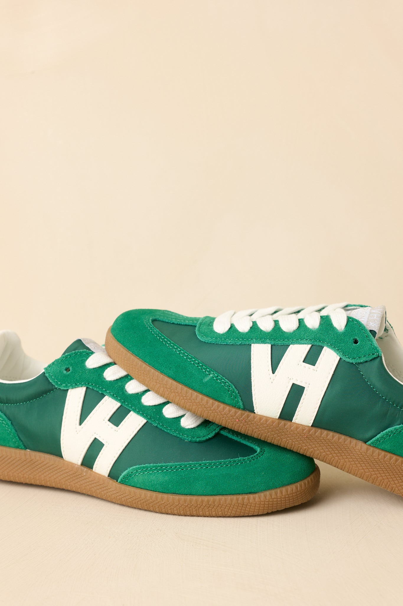 Vintage Havana Nadia Green Suede Lace-Up Sneakers