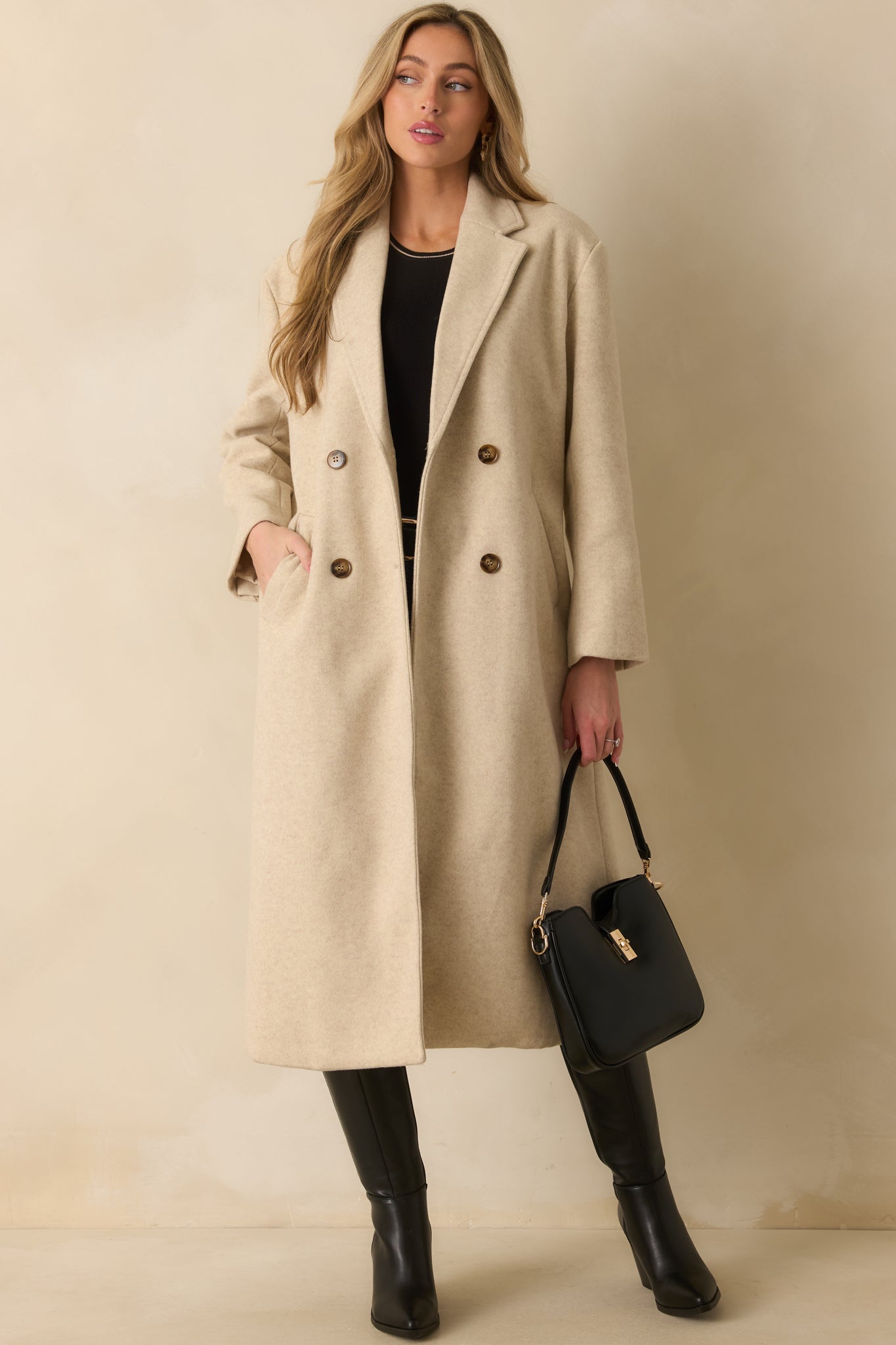 In Case You Need It Light Beige Double Breasted Longline Coat