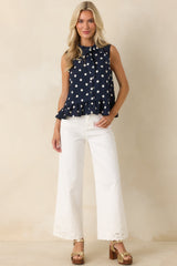 Dotted With Charm Navy Polka Dot Sleeveless Top