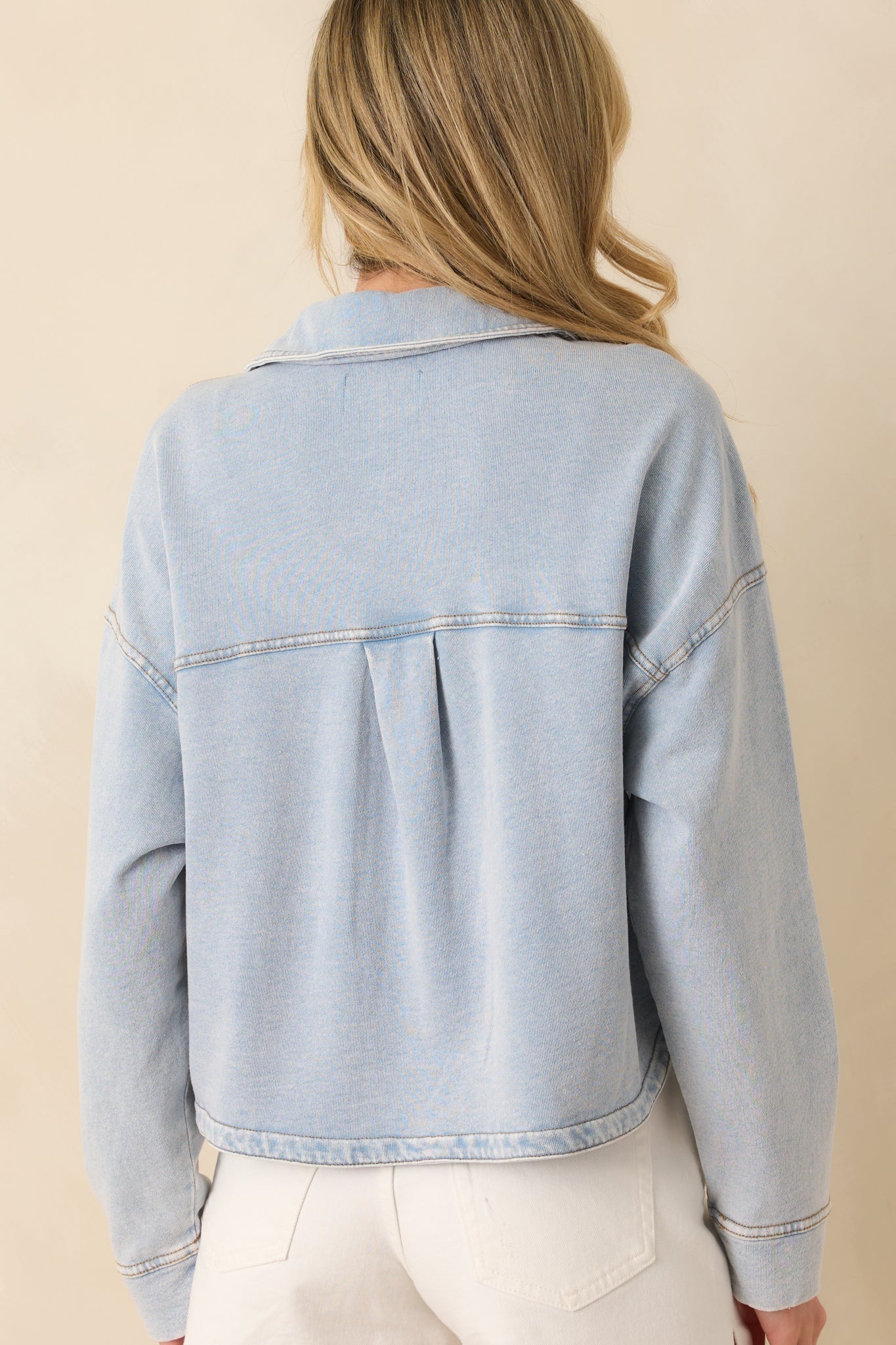 Z Supply All Day Cropped Washed Indigo Knit Jacket