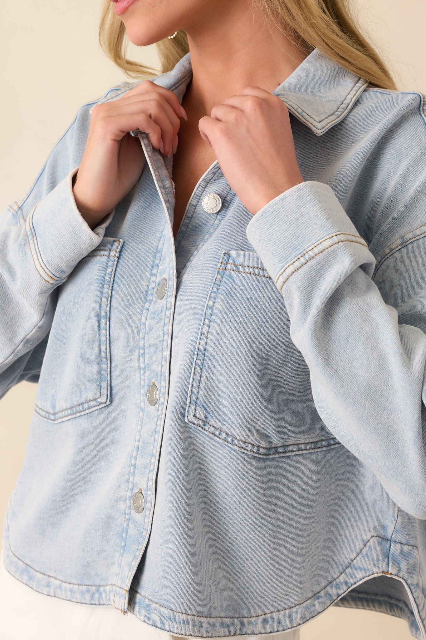 Z Supply All Day Cropped Washed Indigo Knit Jacket