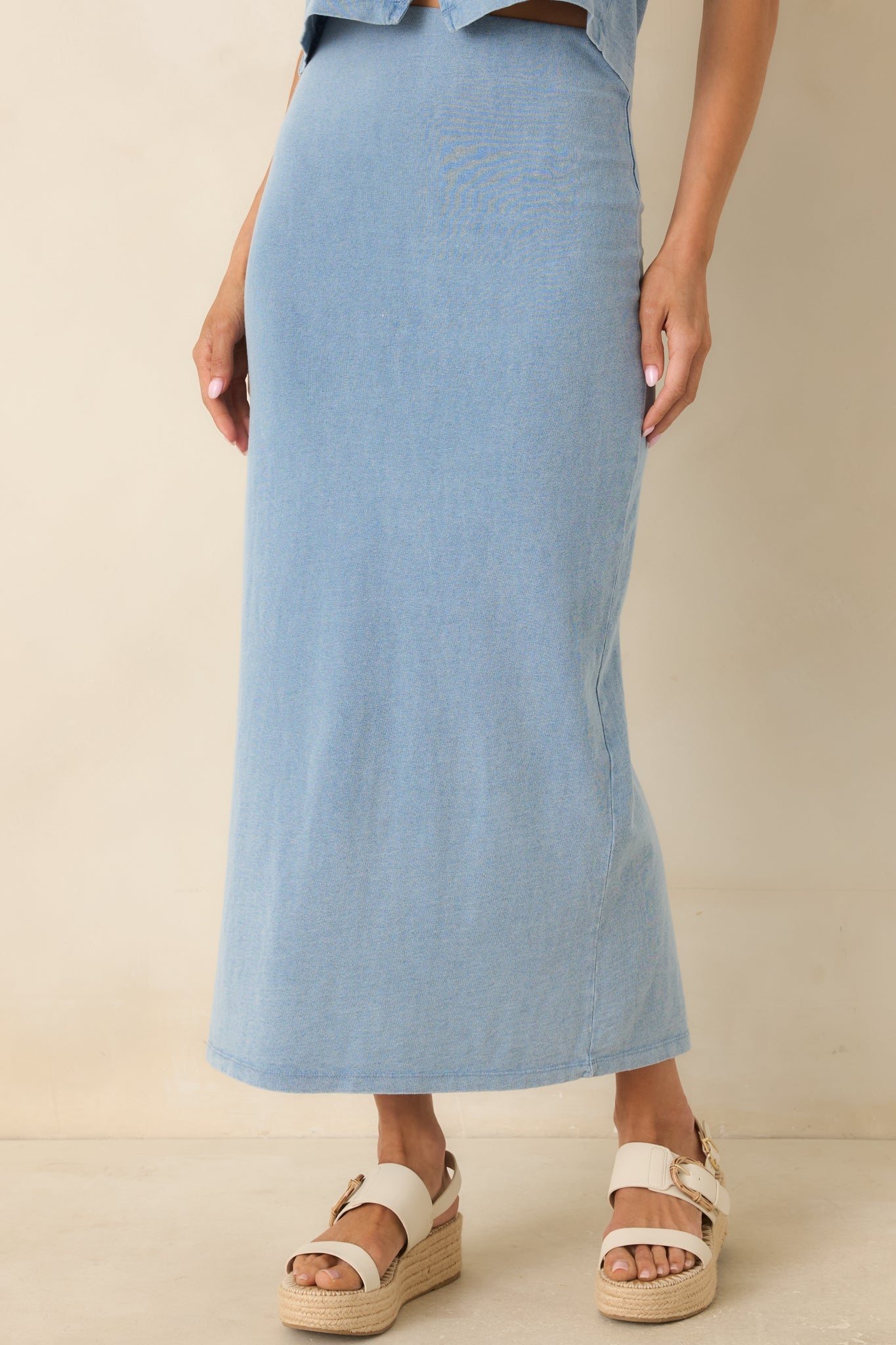 Z Supply Gail Ocean Air Indigo Cotton Jersey Midi Skirt