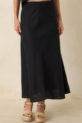 Z Supply Meryl Black Linen Blend Midi Skirt