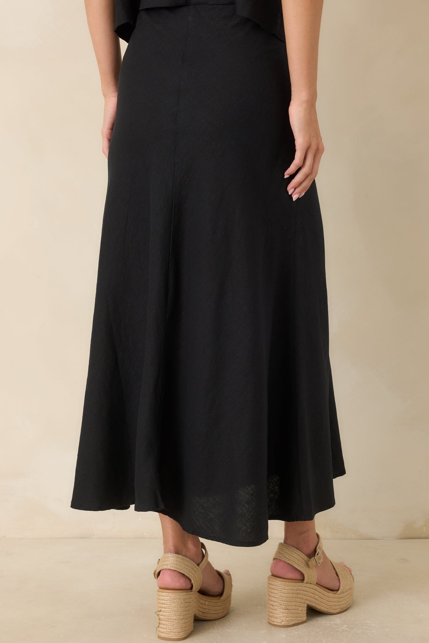 Z Supply Meryl Black Linen Blend Midi Skirt