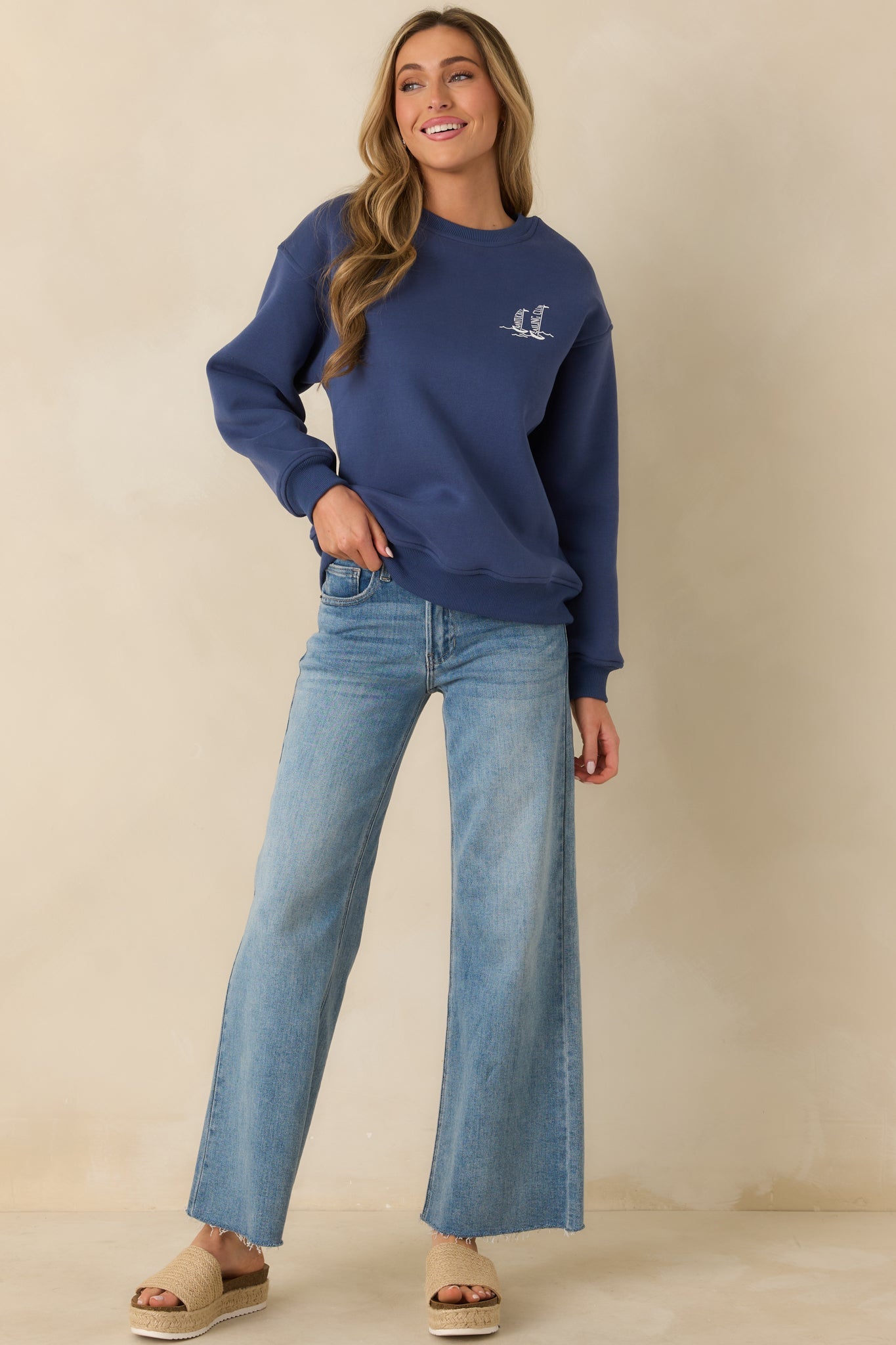 Nantucket Sailing Club Washed Navy Blue Crewneck Sweatshirt