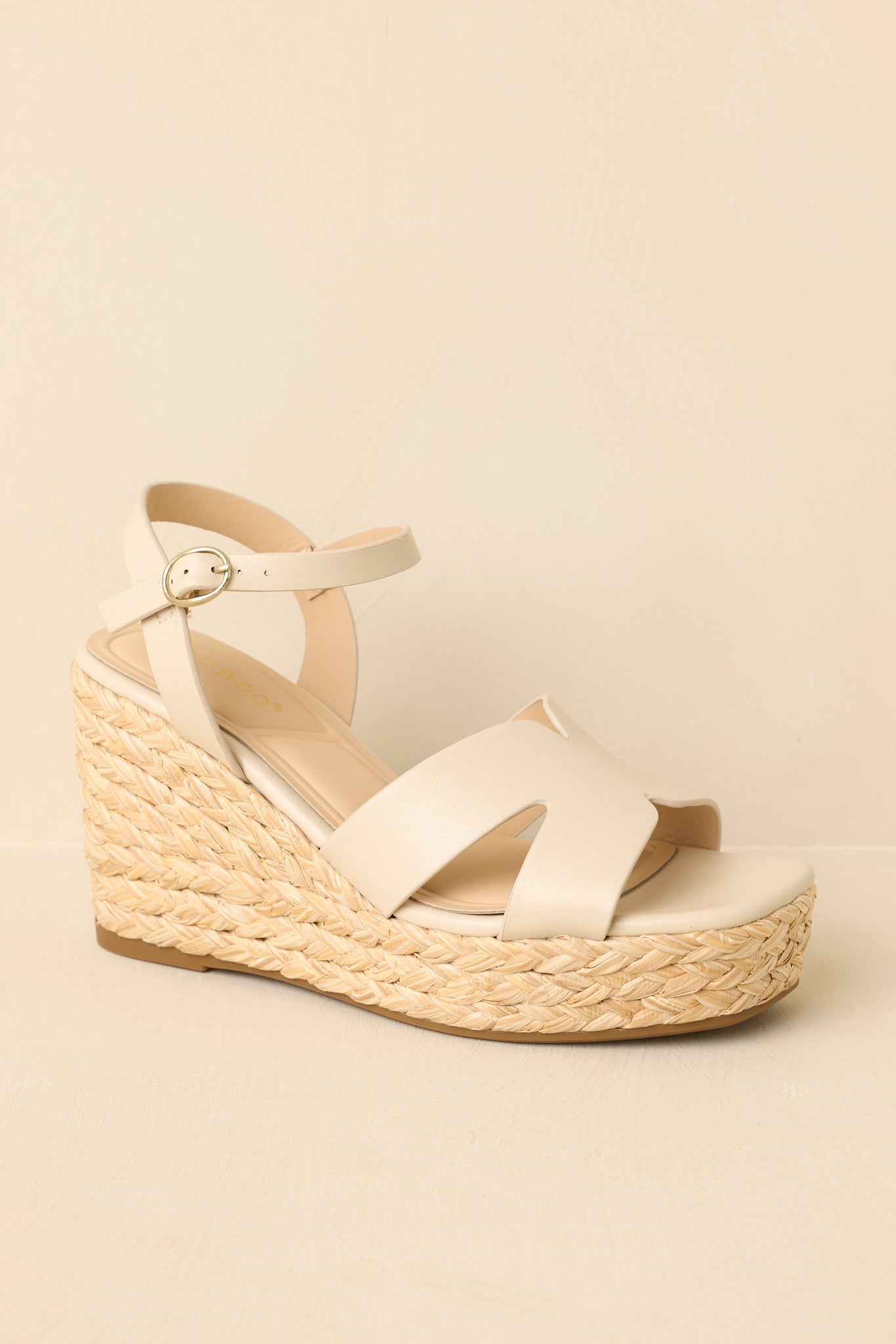 Glow With Every Step Ivory Faux Leather Espadrille Wedge Sandals
