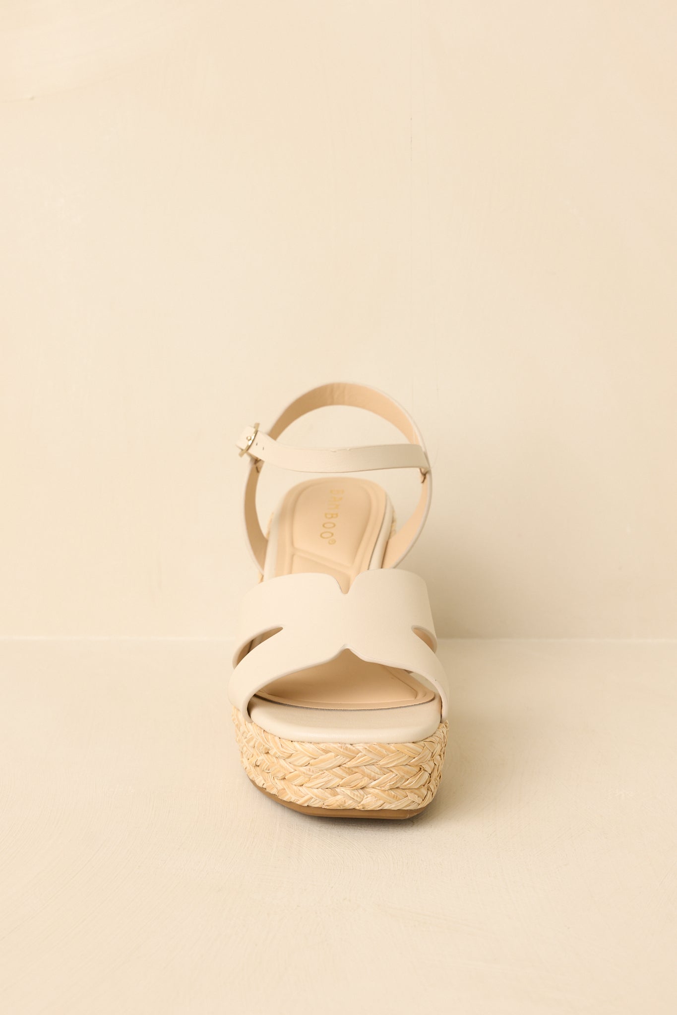 Glow With Every Step Ivory Faux Leather Espadrille Wedge Sandals