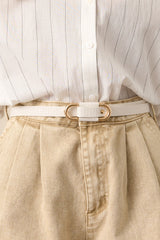 Keep It Together White Faux Leather Anchor Belt